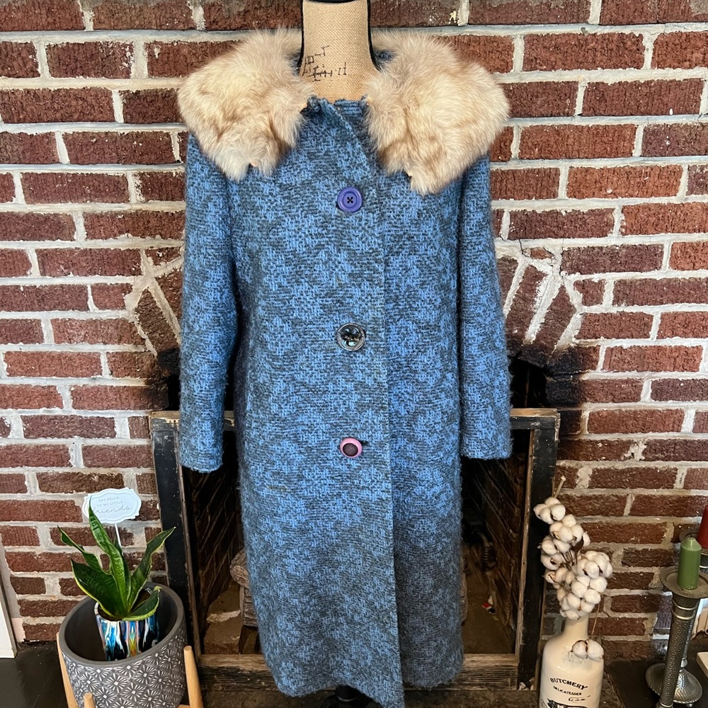 VINTAGE 1950’s-1960’s car coat with fur collar